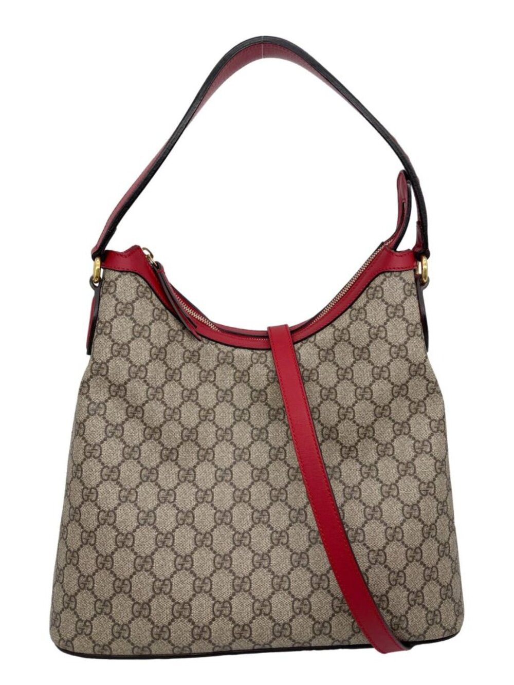 Gucci Linea A Supreme Coated Canvas Hobo Shoulder Bag Beige 414930
